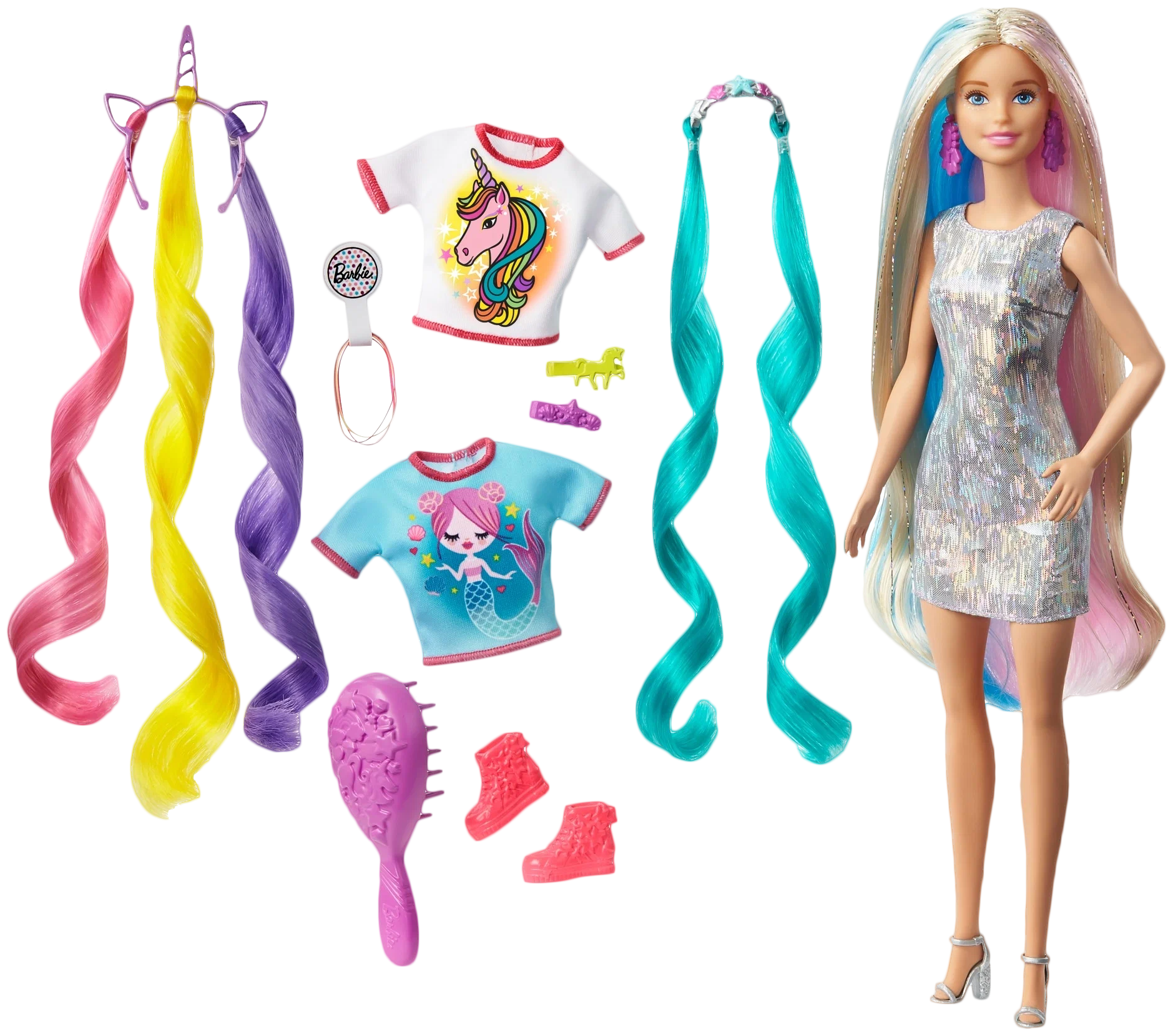 Кукла Barbie Радужные волосы GHN04