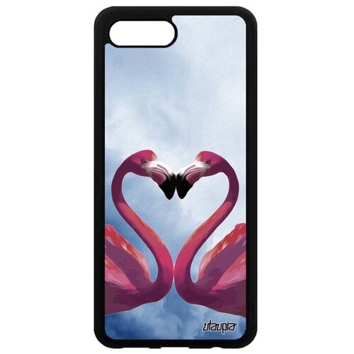 фото Ударопрочный чехол на смартфон // honor 10 // "фламинго" птицы семья, utaupia, голубой