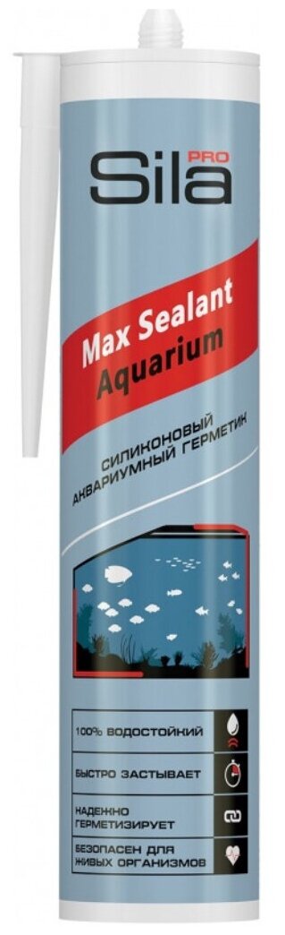 Герметик силиконовый, для аквариумов, SilaPro, Max Sealant, AQ SSAQCL0290, 290 мл, бесцветный