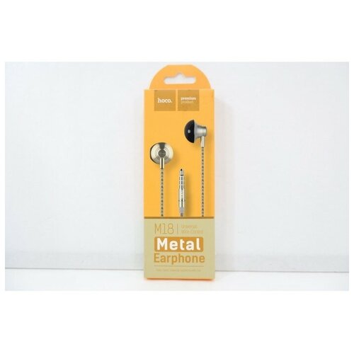 Hoco Наушники Hoco M18 проводные вкладыши микрофон jack 35 mm 12 м золотистые 84300₽