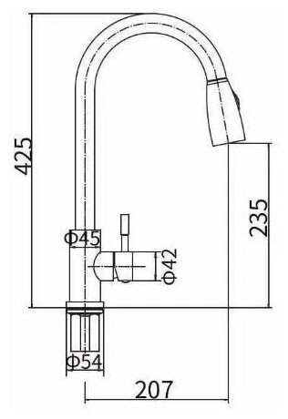 Смеситель для кухонной мойки с выдвижным изливом Mikron С-141Ч , чёрный с гибкой подводкой 60 см - фотография № 3