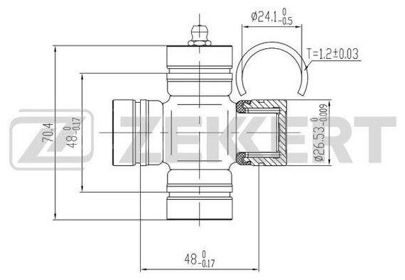 KG1044 ZEKKERT Крестовина карданного вала 26 53x70 40 / Ford Ranger 99- Kia Sorento 02- Sportage 94- Mazda MPV I