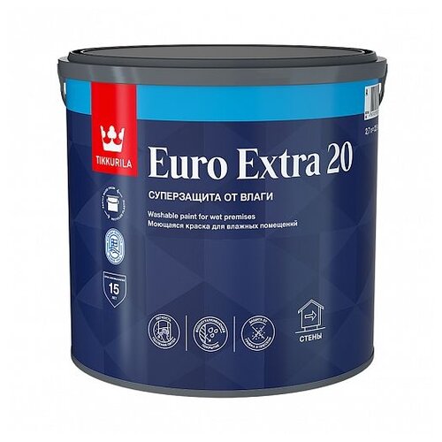Краска акриловая Tikkurila Euro Extra 20 полуматовая бесцветный 2.7 л 3 кг