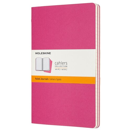 Блокнот Moleskine CAHIER JOURNAL CH016D17 Large, 130х210 мм, обложка картон, 80 страниц, линейка, розовый неон (3 штуки)