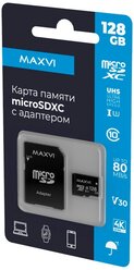 Карта памяти Maxvi microSDXC 128Gb, V30 Чёрный