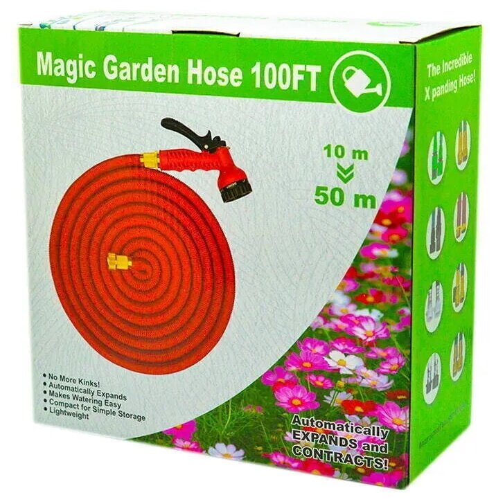Шланг растягивающийся для полива "Magic Garden Hose" от 10 до 50 метров, с латунными разъемами и распылителем - фотография № 8