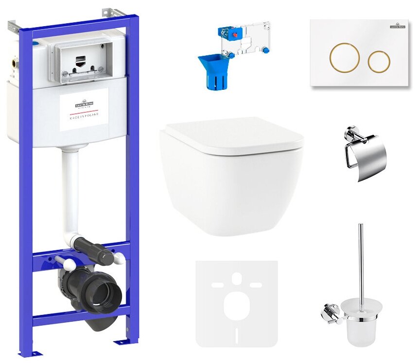 Комплект 9 в 1 Lavinia Boho One 75110302, унитаз, сиденье микролифт, инсталляция, клавиша смыва, набор аксессуаров