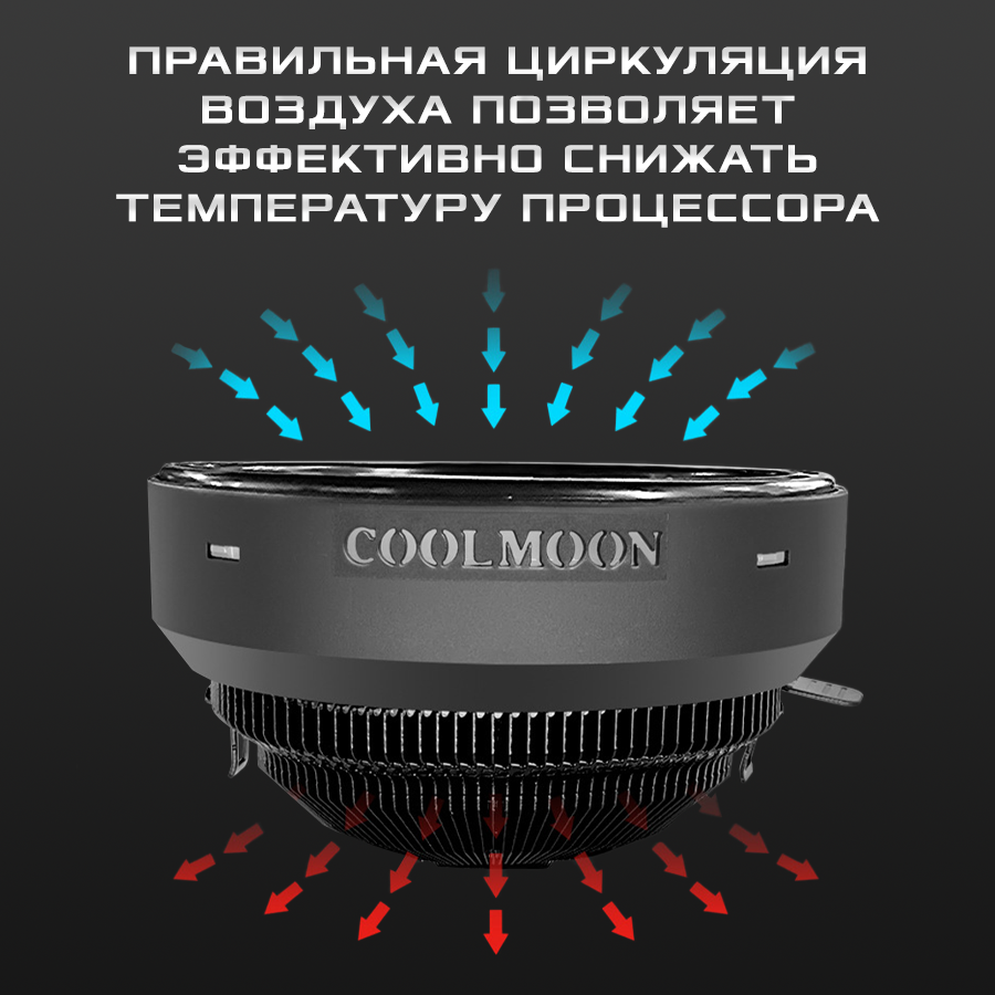 Вентилятор (кулер) Coolmoon UFO X для процессора ПК AMD Intel с подсветкой RGB для системного блока устройство охлаждения процессора бесшумный 3pin