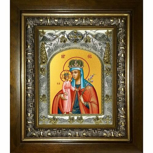 Икона Божьей Матери Неувядаемый цвет, 14x18 см, в деревянном киоте 20х24 см, арт вк-3094