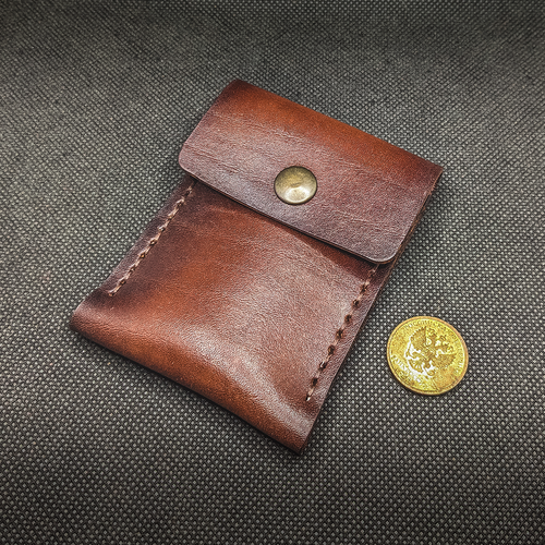 фото Монетница монетница-1-коричневая, натуральная кожа, гладкая фактура, на кнопках, отделение для монет, коричневый march - leather things