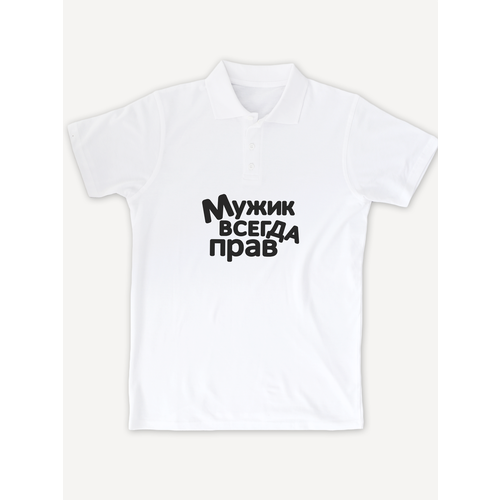 фото Поло printhan футболка-поло с принтом мужик всегда прав унисекс, белая, размер s (46), белый