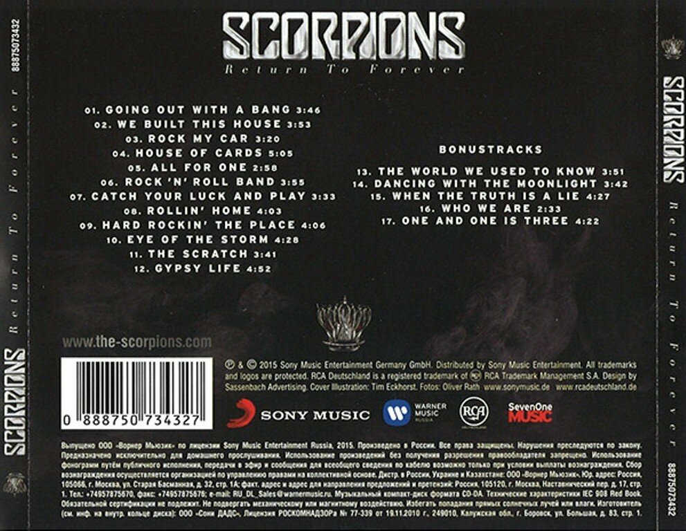 Scorpions Return To Forever (CD) Warner Music Russia