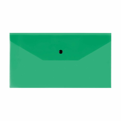 Папка-конверт на кнопке СТАММ С6, 150мкм, пластик, прозрачная, зеленая, 20 шт