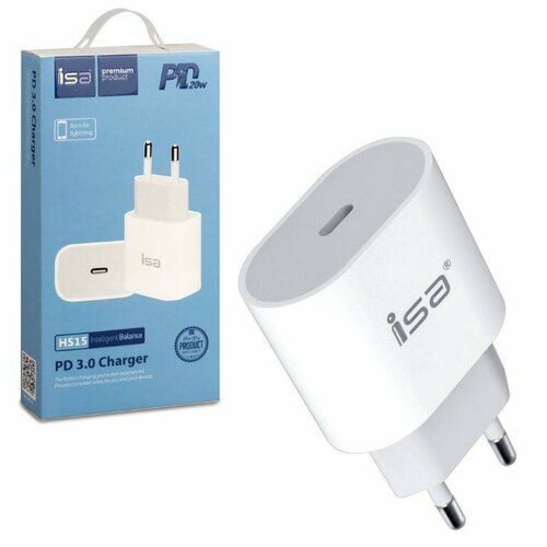 Зарядное устройство ISA HS15 Type-C для iphone 20W/Айфон 20Вт белый