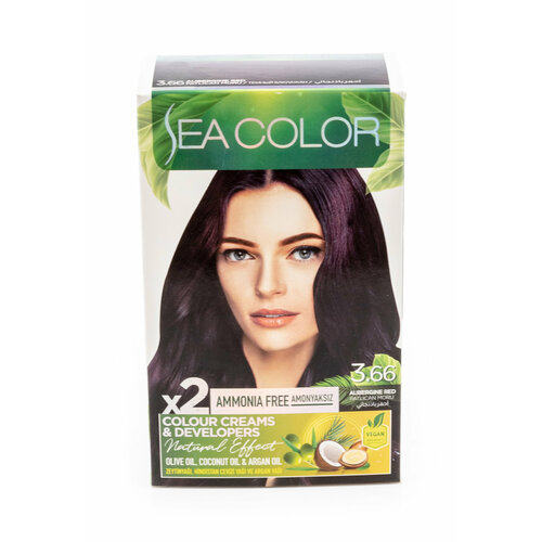 Sea Color / Сиа Колор Краска для волос стойкая тон 3.66 баклажан без аммиака 210мл / красящее средство