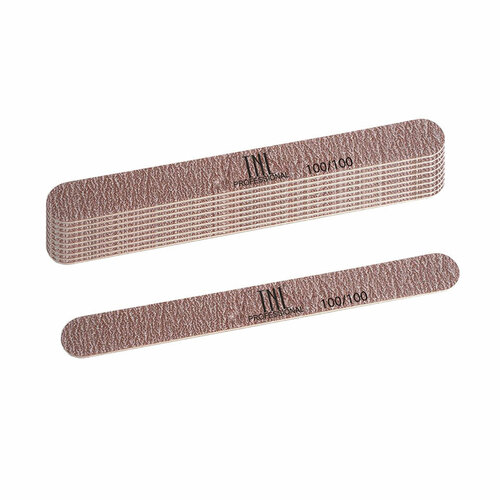TNL, набор пилок для ногтей тонкая 100/100 улучшенное качество (деревян. основа, коричневые), 10 шт