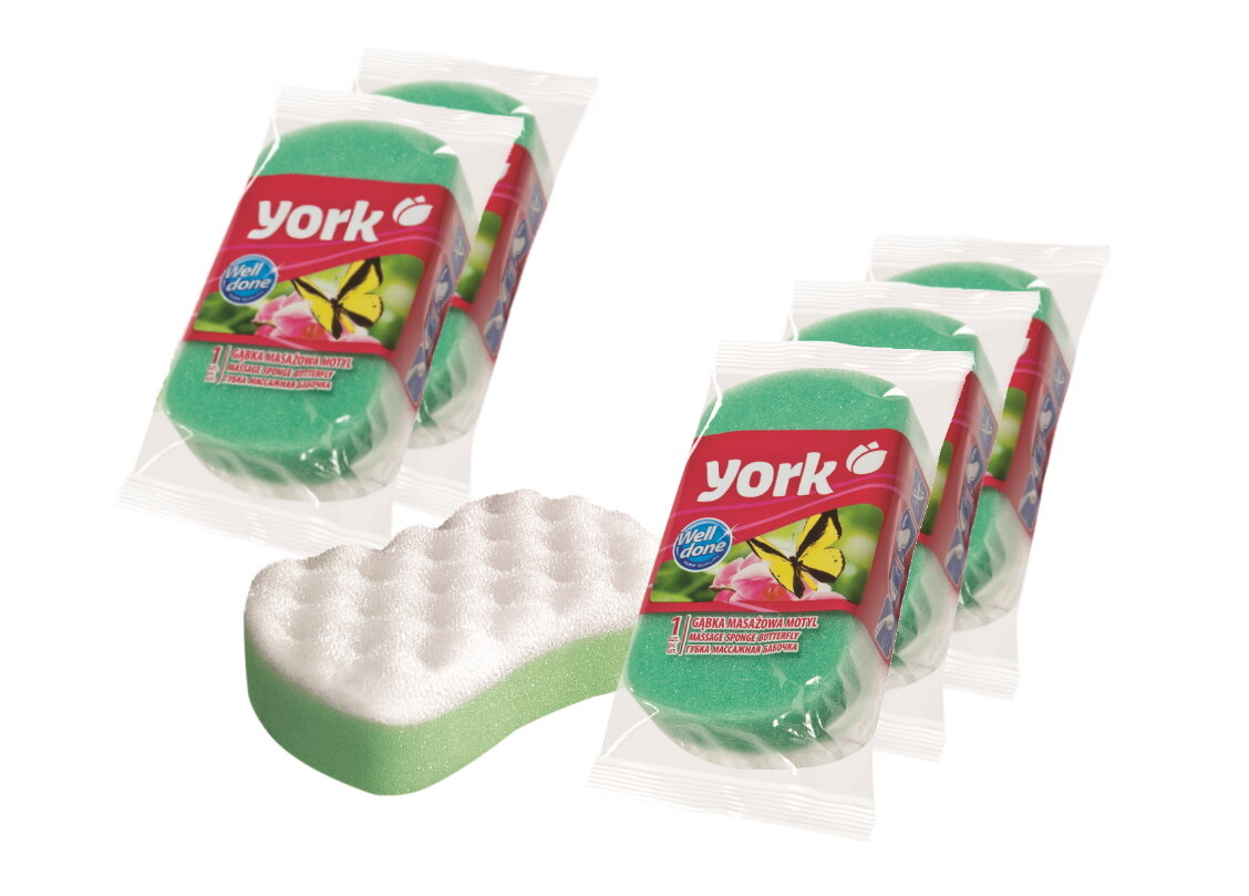 YORK Губка для ванны массажная бабочка 1шт (6 шт в наборе)