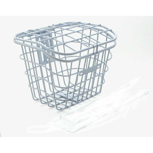 Корзина передняя, с крышкой для велосипеда 28", крупная ячейка белый
