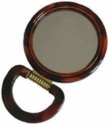 Зеркало настольное круглое с увеличением, 2-стороннее, коричневое, диаметр 9 см