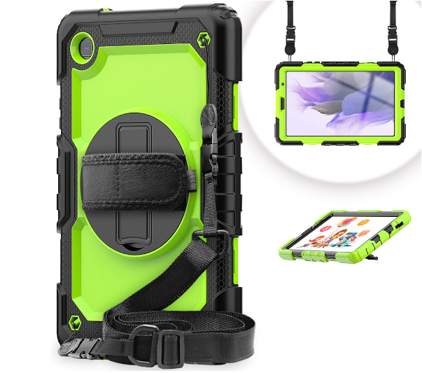 фото Противоударный чехол-бампер MyPads с усиленной защитой углов для Samsung Galaxy Tab A7 Lite LTE SM-T220 / T225 (2021) с держателем для руки и пле.