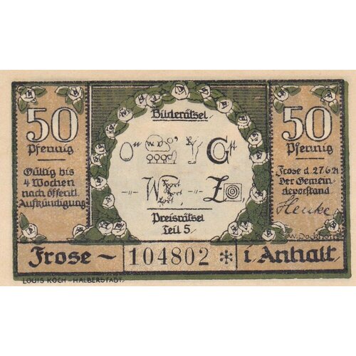 Германия (Веймарская Республика) Фрозе-Ангальт 50 пфеннигов 1921 г. (Вид 1) (2)