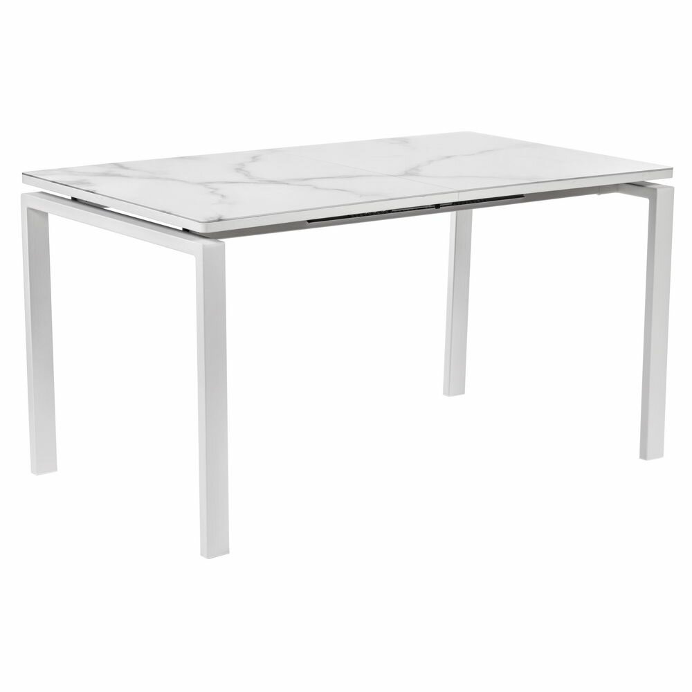 фото Стол раскладной BRADEXHOME Areal 140-180х80х75 см Белый мрамор/Белые ножки