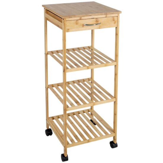 фото Стеллаж 3х-ярусный, на колесах, с выдвижным ящиком и полкой AXENTIA 37x89.5x37 см
