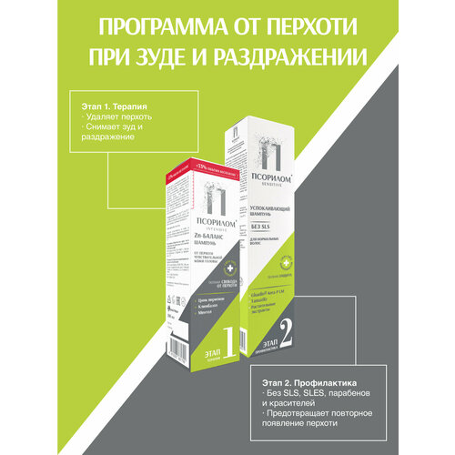 шампунь для волос от всех видов перхоти цинк compliment комплимент 200мл Набор шампуней Псорилом Sensitive для нормальных волос + Цинк-баланс х 2 шт