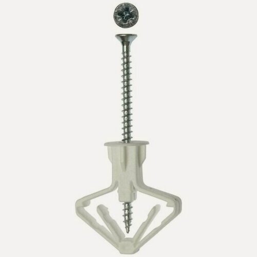 Изображение товара Дюбель полипропиленовый Зубр тип "Бабочка", для пустотелых конструкций, с оцинкованным саморезом, 10 х 50 мм, 4 шт, 4-301326