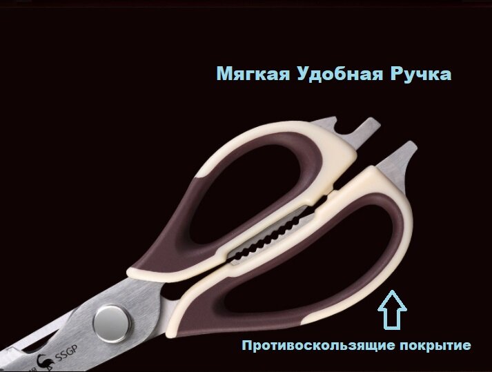 Кухонные Ножницы Xiaomi Кухонные ножницы многофункциональные универсальные 6 в 1 MyPads A157-005 для мяса, рыбы, птицы, с острым лезвием и удобной противоскользящей ручкой.