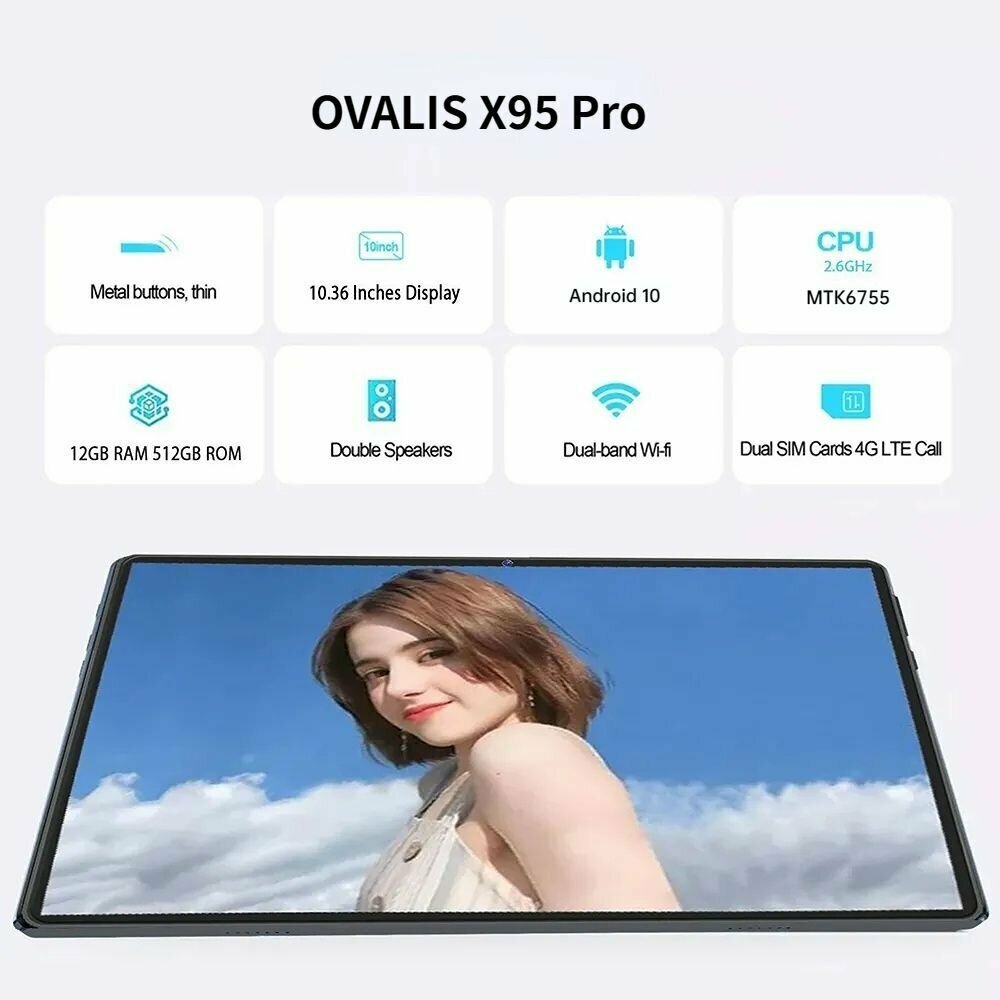 OVALIS Планшет Android 10.1", 12+512G
