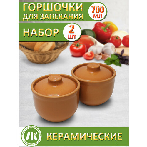 фото Набор из 2-х горшков "ломоносовский" 0,7л (терракот) ломоносовская керамика