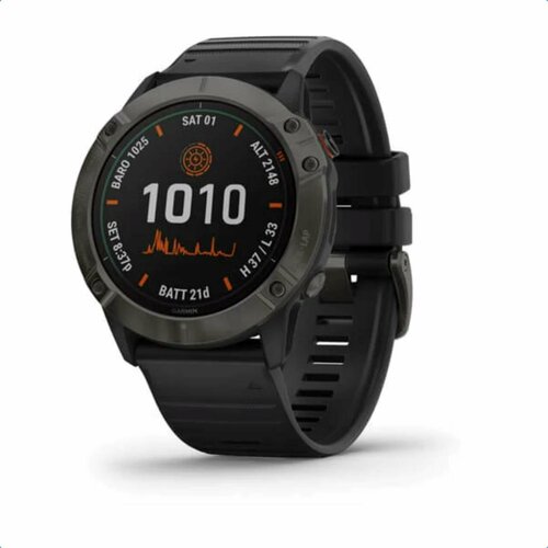 Fenix 6X Pro Solar Titanium Carbon Gray DLC with Black Band