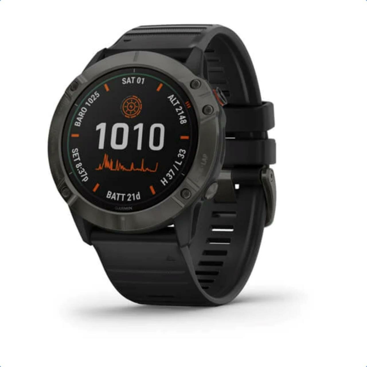 Fenix 6X Pro Solar Titanium Carbon Gray DLC with Black Band