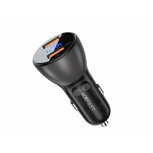 Автомобильное зарядное устройство ACEFAST B7 Metal car charger with Digital Display 45W (USB-A 27W+ USB-A 18W), Черный автомобильное зарядное устройство acefast b7 45w 2 x usb a car charger af b7 tbk