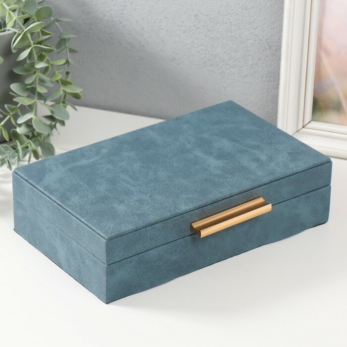 фото Шкатулка дерево кожзам "Серая дымка" 25х15х6,5 см 9735466