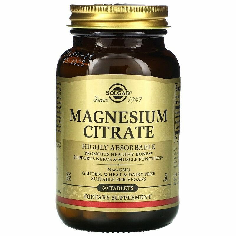Solgar Magnesium citrate, магний цитрат 60 таблеток