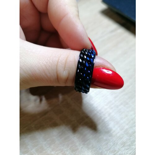 фото Кольцо-спиннер "вращающая цепь антистресс"черный-синий r21 без бренда