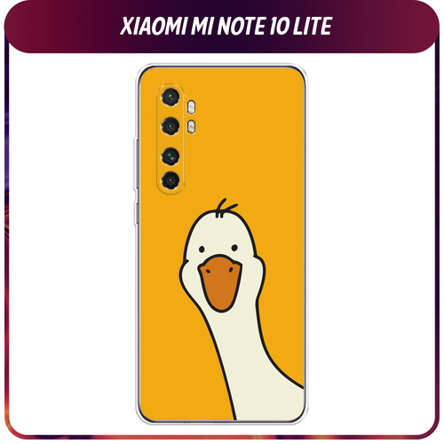Силиконовый чехол на Xiaomi Mi Note 10 Lite / Сяоми Ми Нот 10 Лайт Утка на желтом фоне силиконовый чехол на xiaomi mi note 10 lite сяоми ми нот 10 лайт большеглазая панда прозрачный