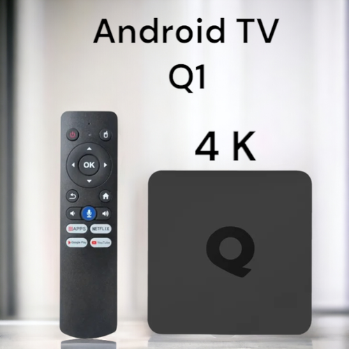 Q1 - Андроид ТВ приставка 4К с голосовым управлением и Wi-Fi мини тв приставка h96max m3 android 13 0 wifi6 4k h 265 четырехъядерный процессор ручка cortex a53 hevc rk3528 телеприставка медиаплеер тв ключ