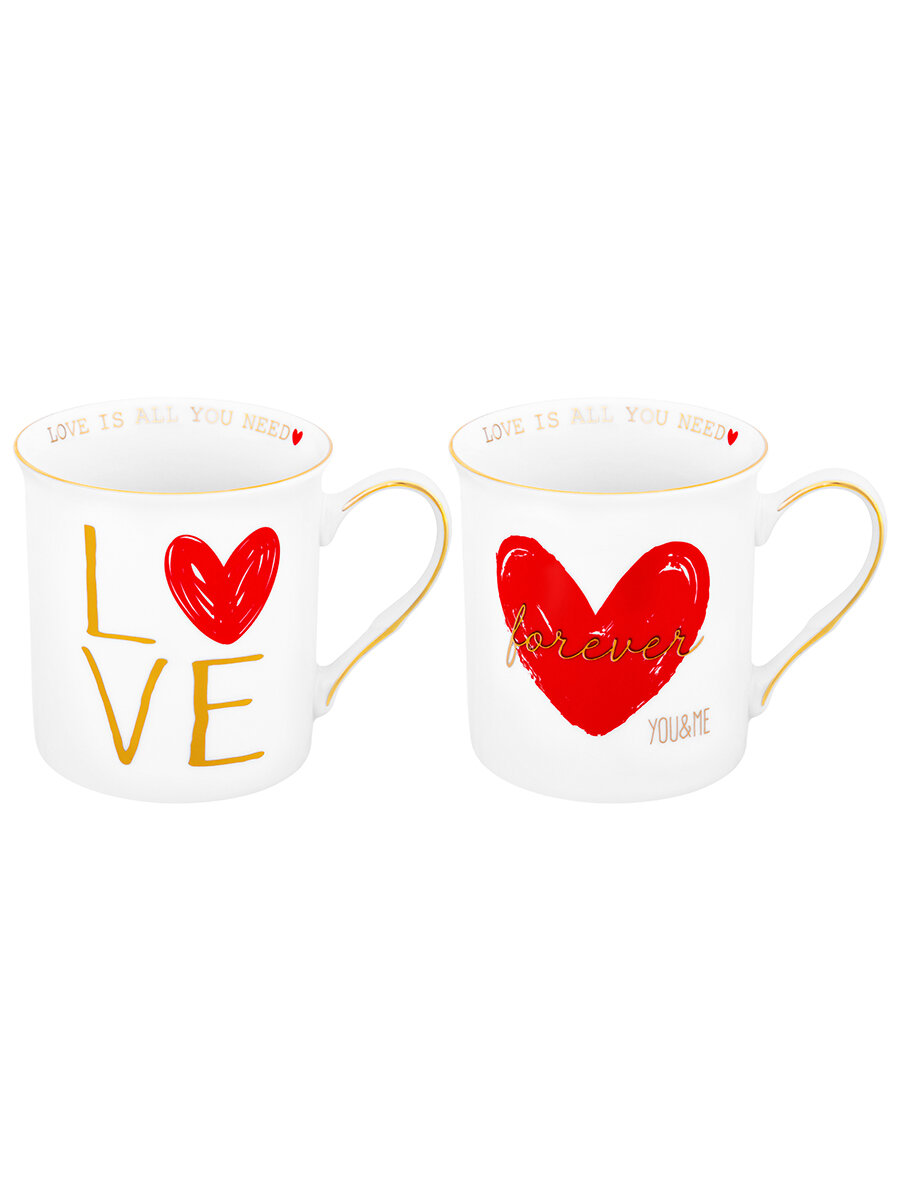 Кружка / чашка для кофе, чая 2 шт 310 мл 12х8,5х9 см Elan Gallery LOVE и Сердце, набор