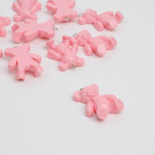 Бусина Мишка (набор 10шт), 3,4х2,4х1см, цвет светло-розовый
