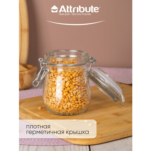 Набор банок ATTRIBUTE JAR 2шт 0.5л с бугельным замком бесцветный