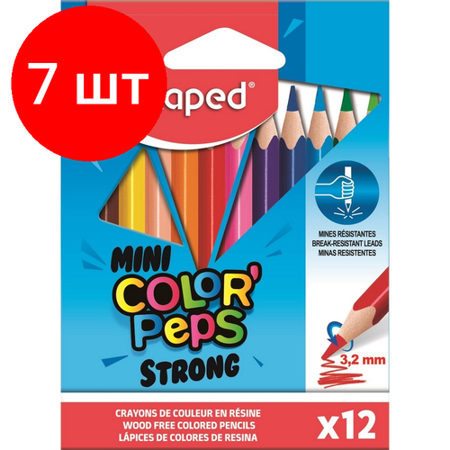 фото Комплект 7 наб, карандаши цветные maped color'peps strong mini 3хгр, пластик,12цв/наб,862812