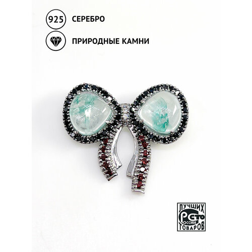 Брошь Кристалл Мечты Бант, серебро, 925 проба, чернение, шпинель, гранат, аквамарин, фианит брошь с гранатами марказитами и бирюзой из серебра