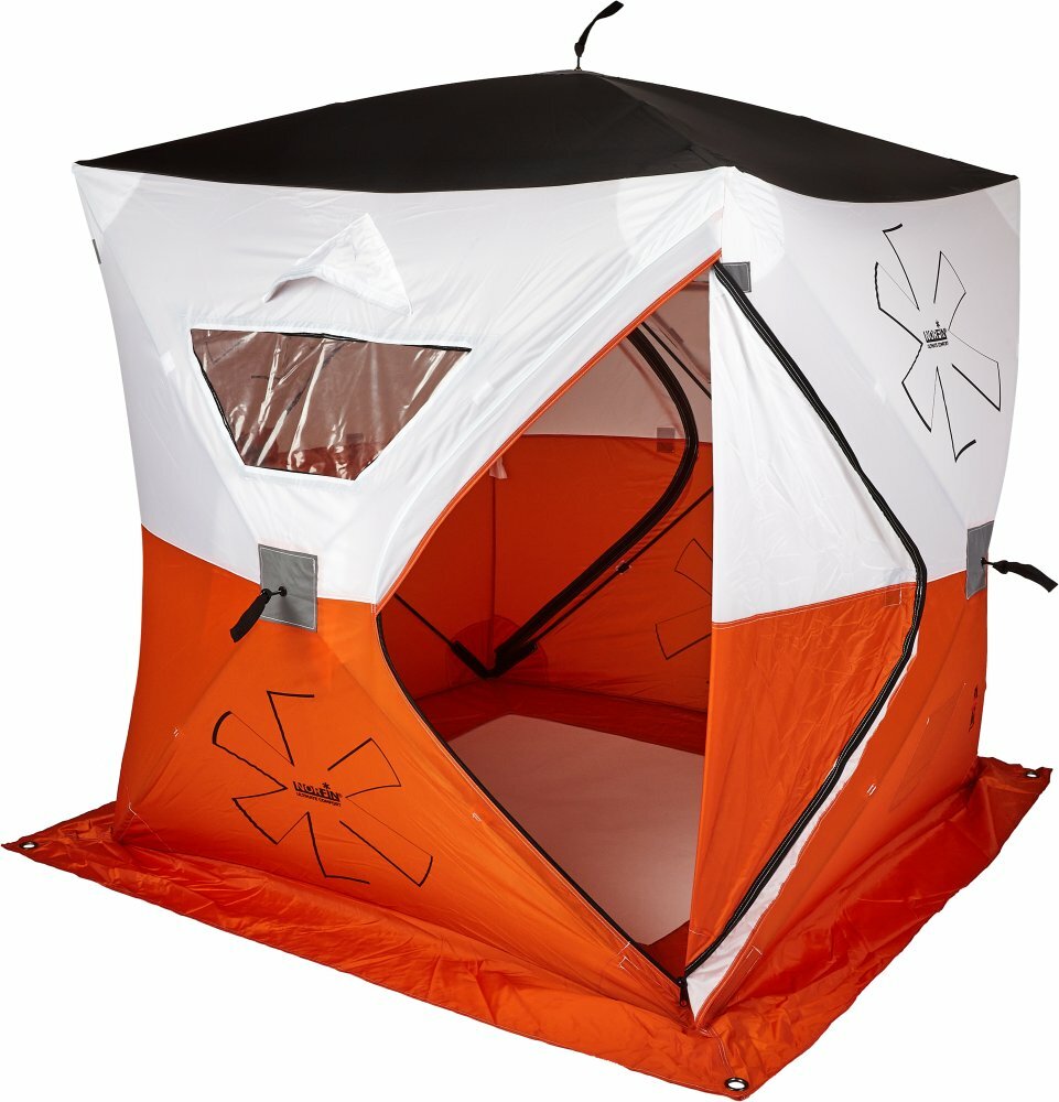 Палатка для рыбалки двухместная NORFIN Fishing Hot Cube 147x147x167см, бело-оранжевый