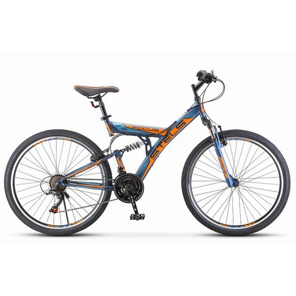 Велосипед STELS Focus V 26 18-SP V030*LU086305*LU083837*18" Тёмно-синий/оранжевый