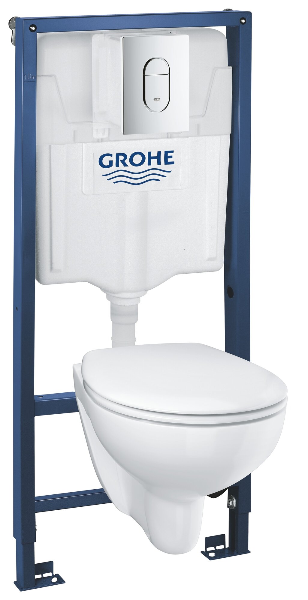 Набор GROHE Solido 5-в-1: подвесной унитаз с крышкой + система инсталляции с панелью смыва Arena Cosmopolitan (39418000)