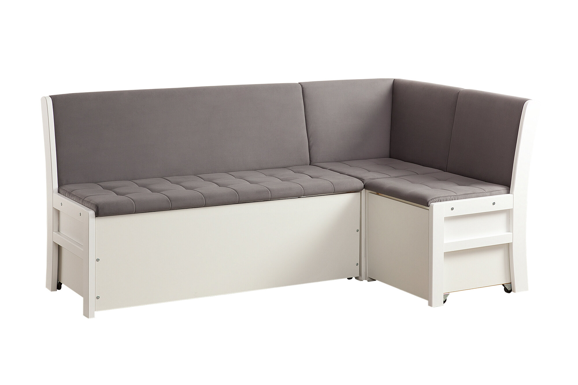 фото Кухонный угловой диван Боровичи-Мебель Этюд серо-коричневый / выбеленная береза 65x103x190 см