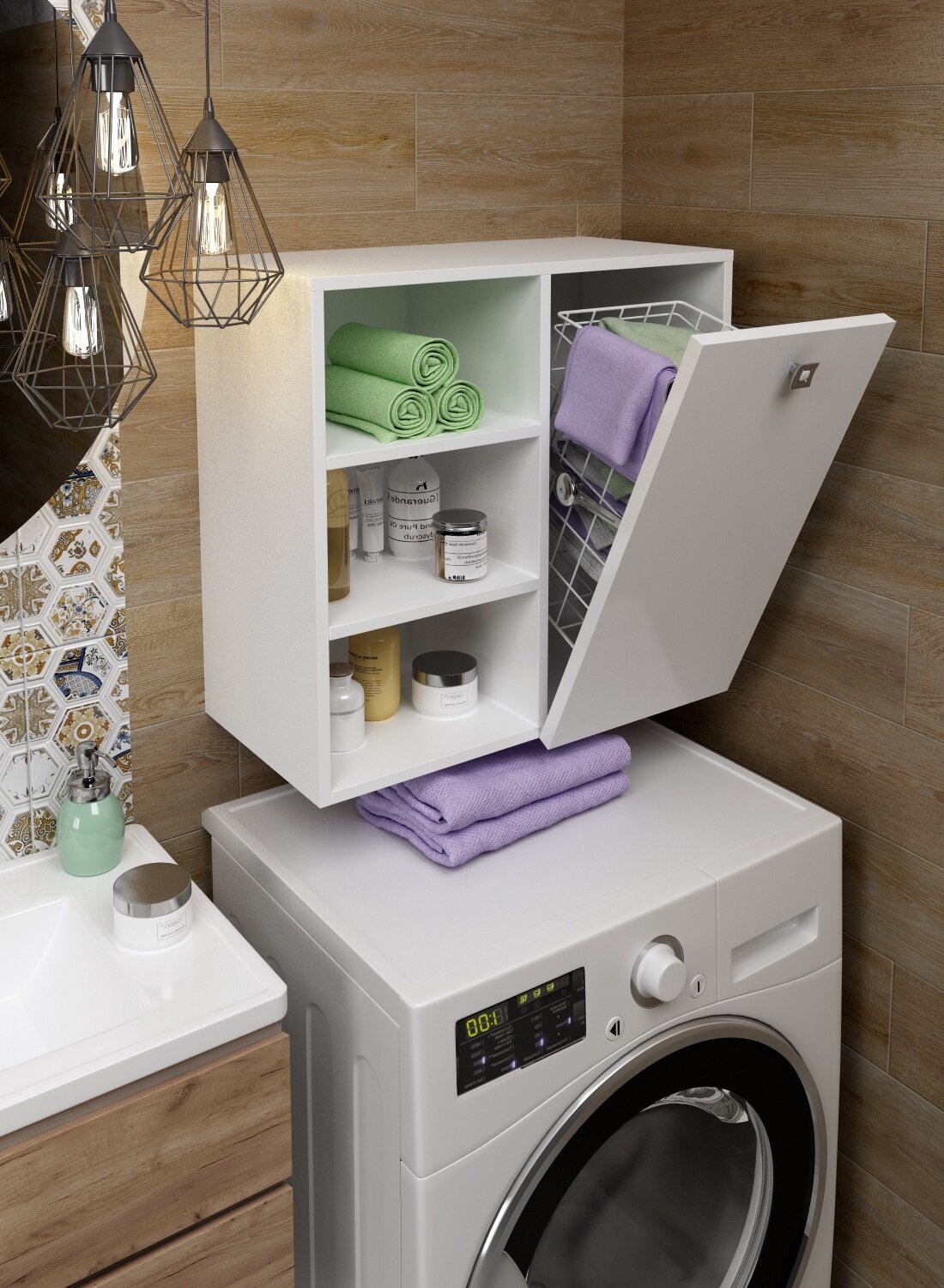 фото Шкаф ШК SANTREK HOME 1 дв. 3 ниши (белый глянец) правый 590*557*300